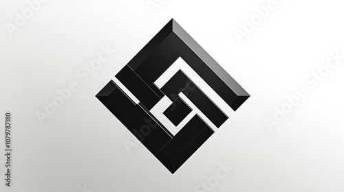 Abstract geometric black diamond logo on white background.