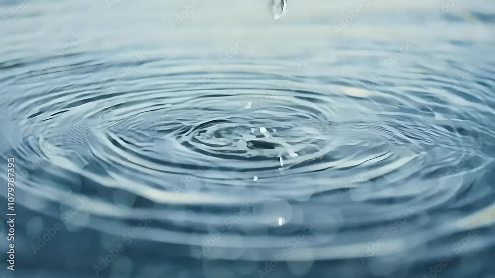 Close-up of water ripples created by a falling droplet. Close-up of water ripples created by a falling droplet.