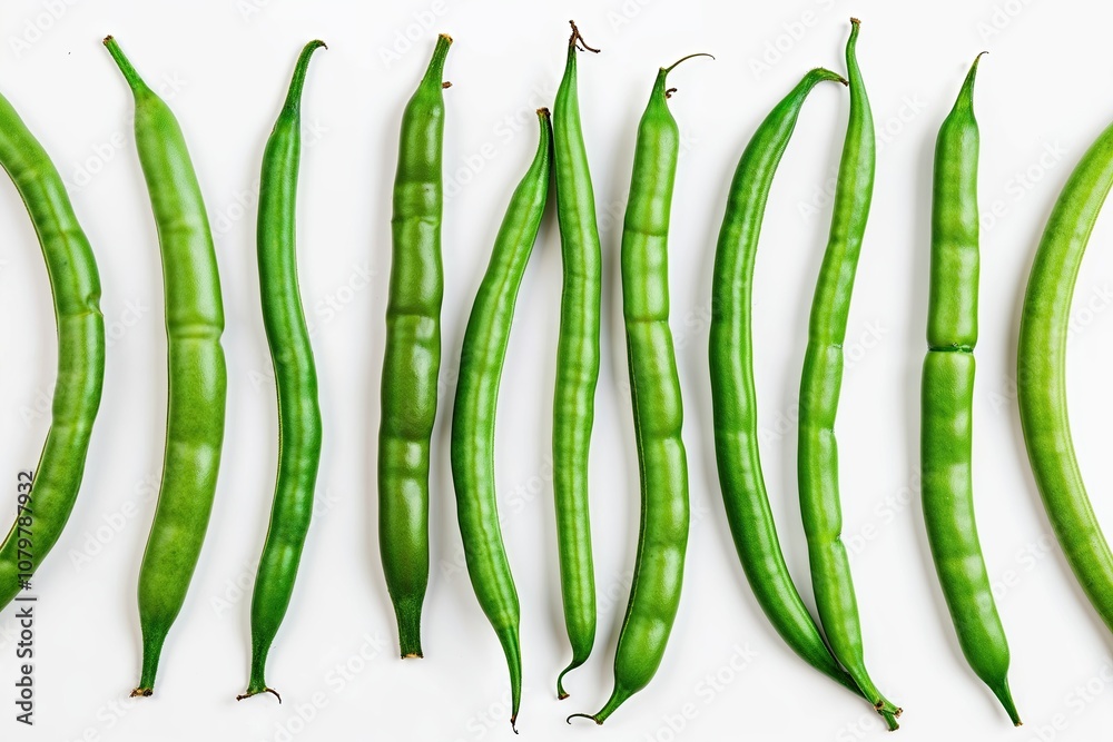 Fresh Green Beans Isolated on White Background for Nutritious Eating and Healthy Diet Fresh Green Beans Isolated on White Background for Nutritious Eating and Healthy Diet