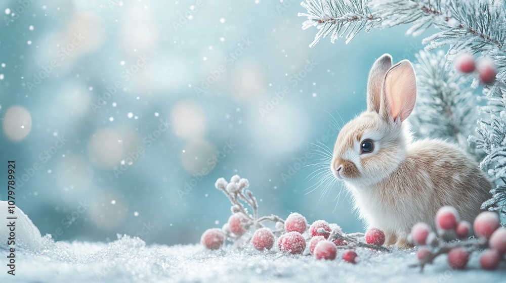 Cute Bunny in Winter Wonderland Cute Bunny in Winter Wonderland