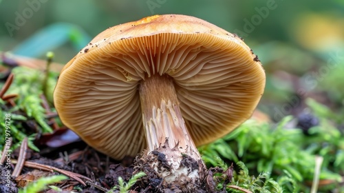 Mushroom captured on a basic background, awesome natural design. Background uncluttered, mushroom emphasized.