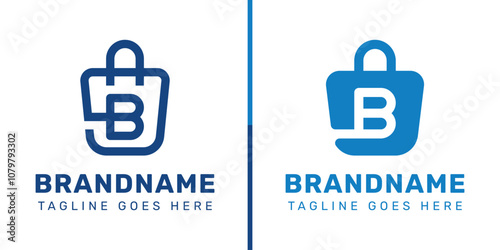 Letter B Shopping Bag Logo Set, symbolizing convenience, style, and retail