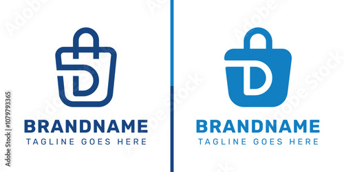 Letter D Shopping Bag Logo Set, symbolizing convenience, style, and retail