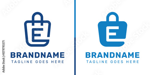 Letter E Shopping Bag Logo Set, symbolizing convenience, style, and retail