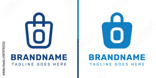 Letter O Shopping Bag Logo Set, symbolizing convenience, style, and retail