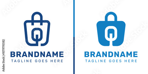 Letter Q Shopping Bag Logo Set, symbolizing convenience, style, and retail