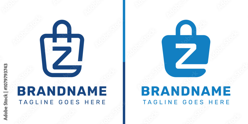 Letter Z Shopping Bag Logo Set, symbolizing convenience, style, and retail Letter Z Shopping Bag Logo Set, symbolizing convenience, style, and retail