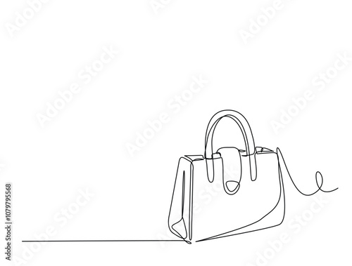 Continuous one line drawing of Lady's hand bag. Women's bag single line art vector illustration. Editable vector.