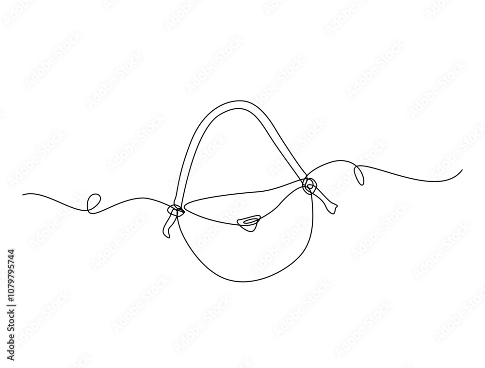 Continuous one line drawing of Lady's hand bag. Women's bag single line art vector illustration. Editable vector. Continuous one line drawing of Lady's hand bag. Women's bag single line art vector illustration. Editable vector.