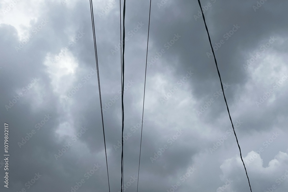 cable pole under cloudy clouds before rain cable pole under cloudy clouds before rain