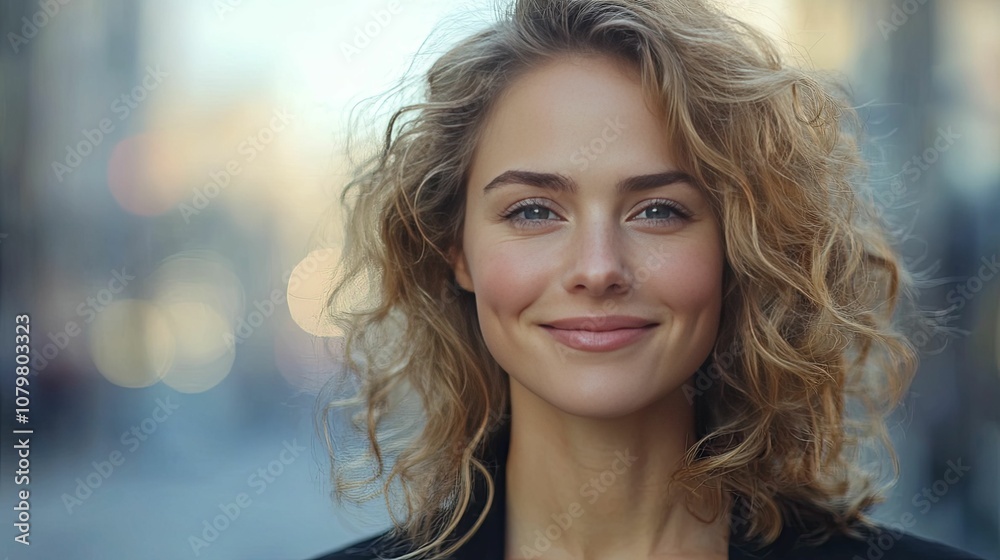 Portrait of a Smiling Young Woman with Curly Blonde Hair Portrait of a Smiling Young Woman with Curly Blonde Hair