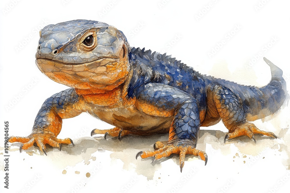 Fototapeta premium A detailed illustration of a lizard showcasing vibrant colors and textures.