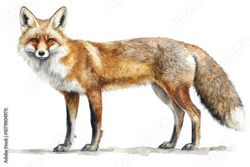 A detailed illustration of a red fox standing gracefully.