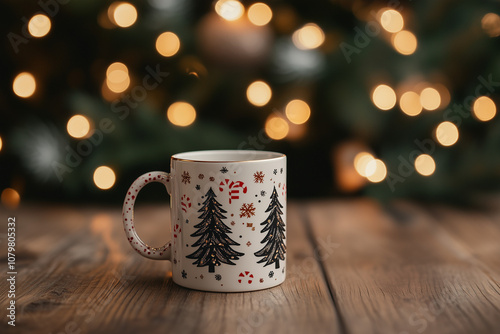 Christmas themed coffee mug, Christmas concept background photo