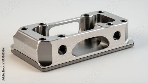 CNC machined aluminum part with threaded holes and precise milling.