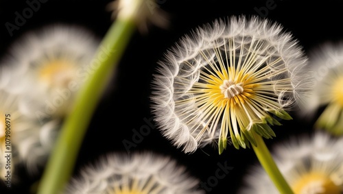 
Dandelion Against a Black Background – Striking Minimalist Nature Photography Highlighting Delicate Details photo