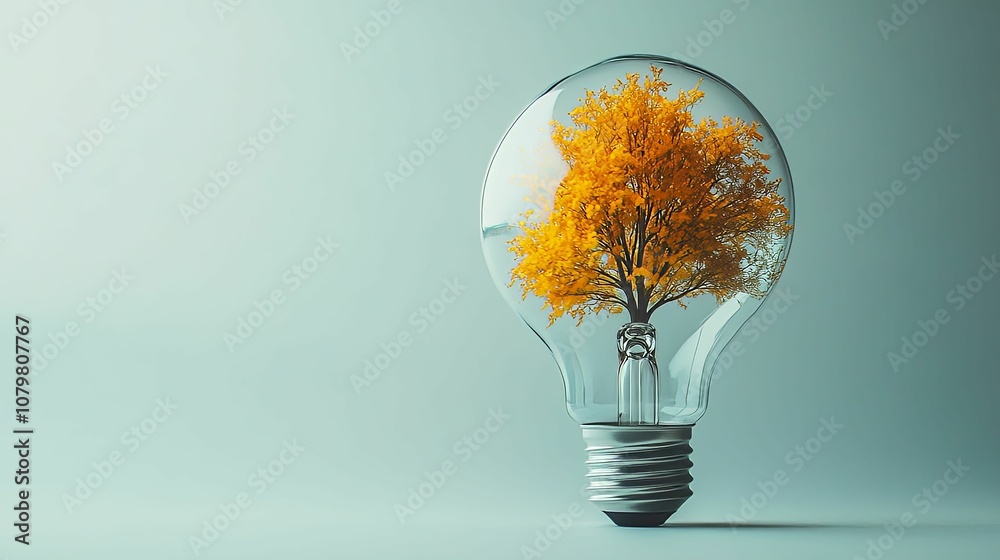 A Small Tree Growing Inside a Clear Light Bulb A Small Tree Growing Inside a Clear Light Bulb