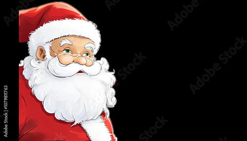 High-quality festive image of Santa Claus in a cheerful, traditional red suit with a snowy winter background, ideal for holiday-themed designs, Christmas cards, seasonal marketing, and festive adverti photo