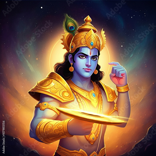 Lord Krishna in his divine ...