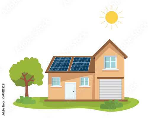House with solar panels on the roof