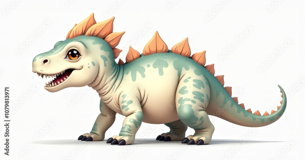 Naklejka premium Cute Baby Dimetrodon Dinosaur Flat Art Illustration
