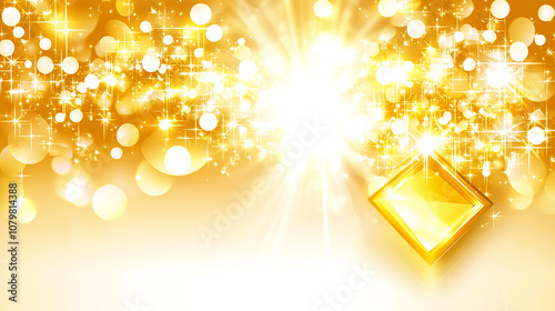 Golden glitter and sparkle background with a shiny diamond shape. photo