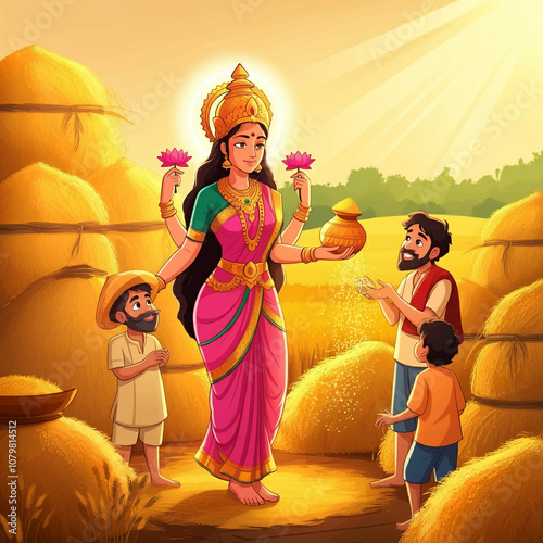 Goddess Lakshmi surrounded ...