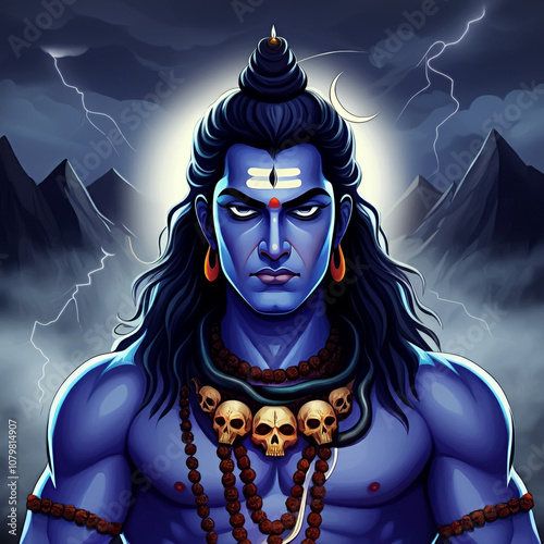 Lord Shiva in a serene yet ...