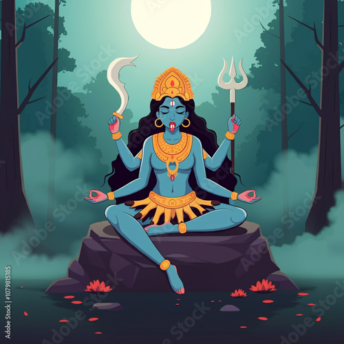 Goddess Kali in a meditativ...