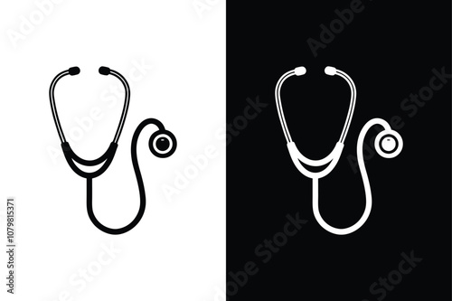 Professional Stethoscope Icon. Flat Style Vector for Medical and Hospital Use