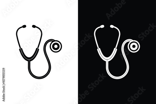 Medical Stethoscope Icon. Flat Vector Silhouette for Healthcare Illustrations