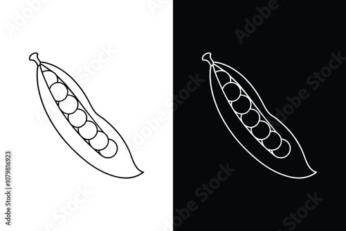 Peas and Beans Vector line Icon. Clean Black and White Glyph Style design