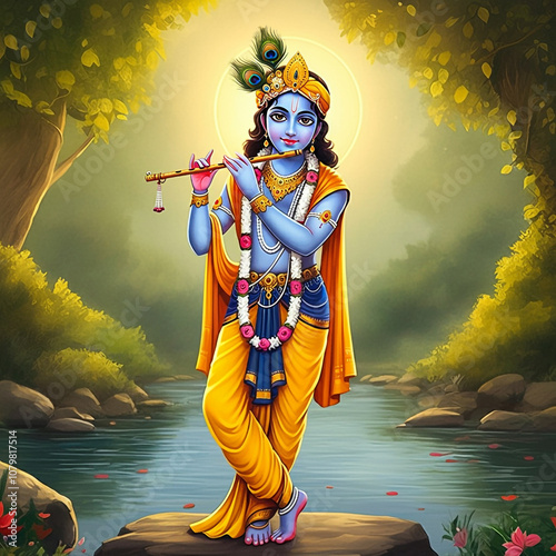 Young Lord Krishna playing ...