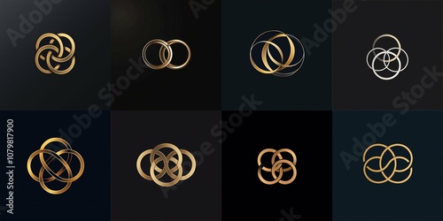 Sophisticated logo design showcasing a sleek interlocking ring motif with minimalist aesthetics for a contemporary professional look.