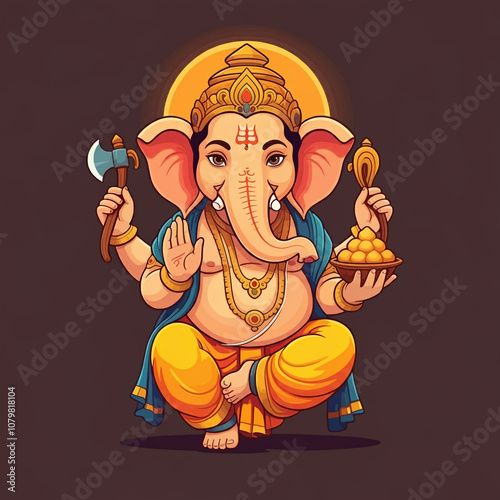 Lord Ganesha with a calm ex...