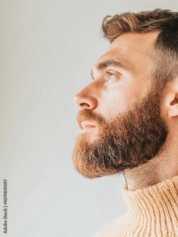 Fototapeta premium International Mens Day Portrait of a Bearded Man - Celebrating Masculinity, Thanksgiving, and Teachers Day