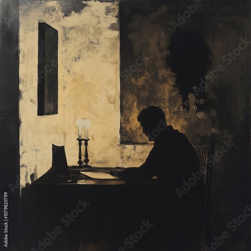 a lonely sad person theme with colors