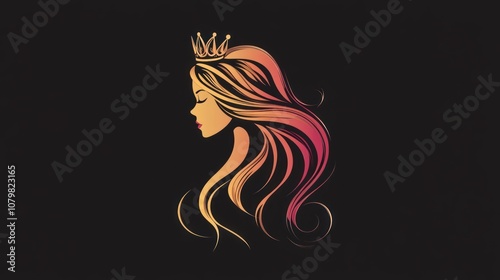 Wallpaper Mural Queenly Silhouette with Crown Torontodigital.ca