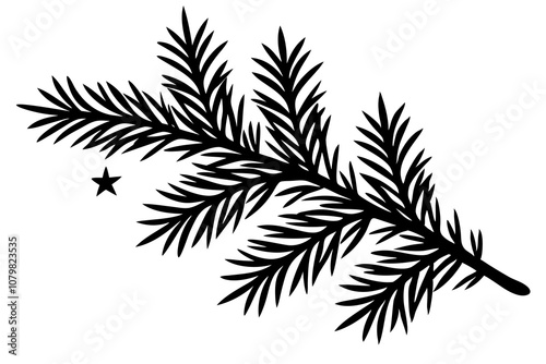 Christmas tree branch vector illustration on white background.