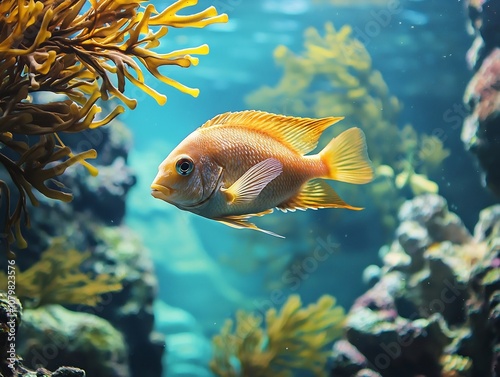 Fish swimming through vibrant coral reef capturing the serene beauty of ocean life