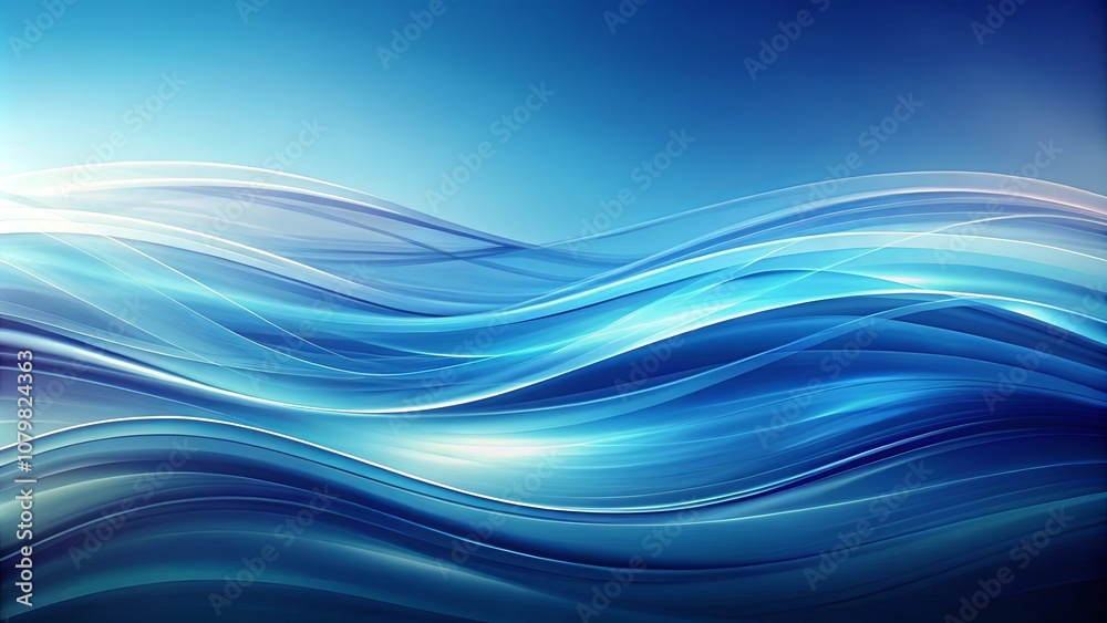 Fototapeta premium Abstract Blue Wavy Lines Design with Smooth Transitions and Subtle Glowing Effects