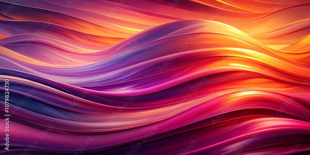 Obraz premium Abstract Wavy Liquid Gradient in Vibrant Hues of Purple, Pink, and Orange