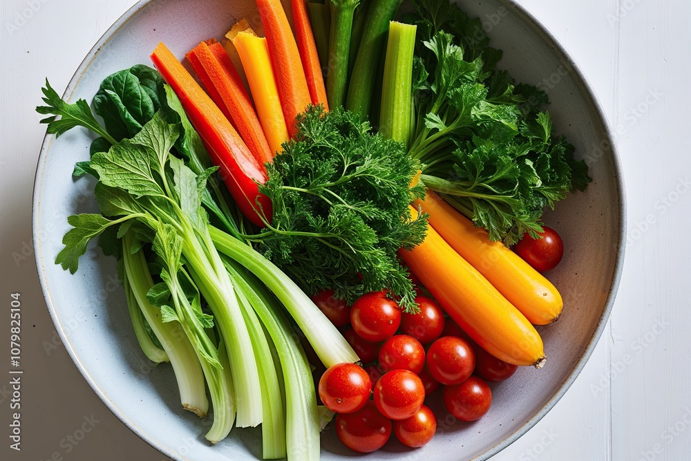 Vibrant Fresh Vegetable Medley Bowl on Clean White Background Vibrant Fresh Vegetable Medley Bowl on Clean White Background