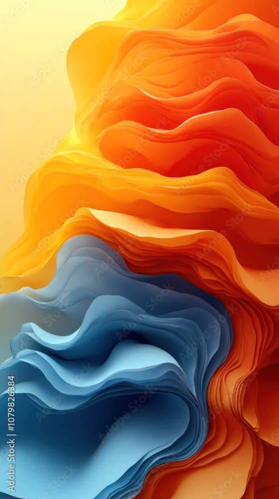 Abstract wave patterns in vibrant orange and blue colors. Abstract wave patterns in vibrant orange and blue colors.