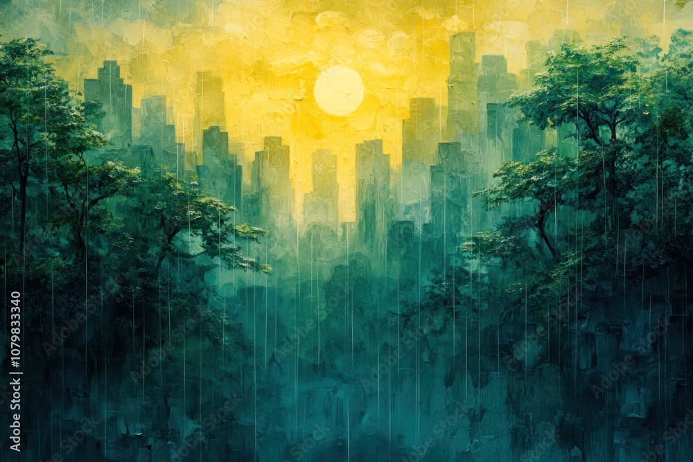 Fototapeta premium Cityscape Through Trees