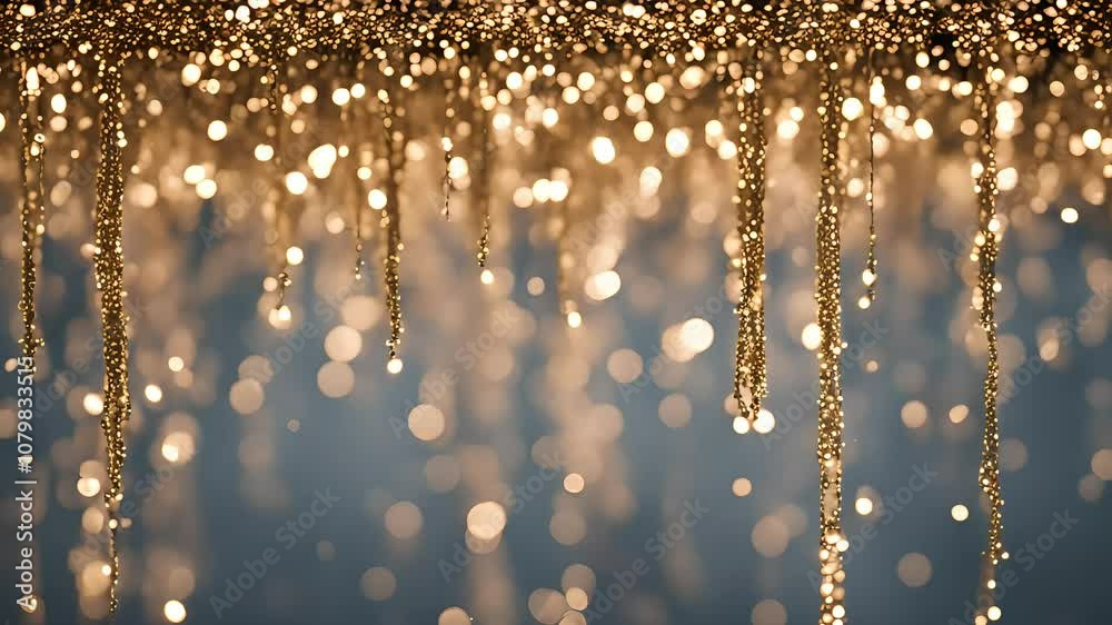 Golden Bokeh Lights  Abstract Background with Blurred  Holiday Decoration