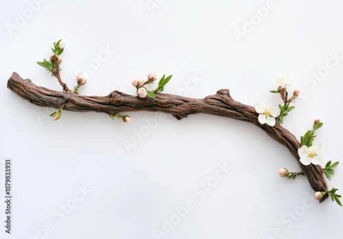 The rod of Aaron with bloomed almond blossoms and buds. Bible story. photo