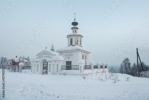 The White Church in the winter twilight.