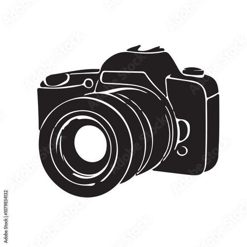 Black and white camera silhouette