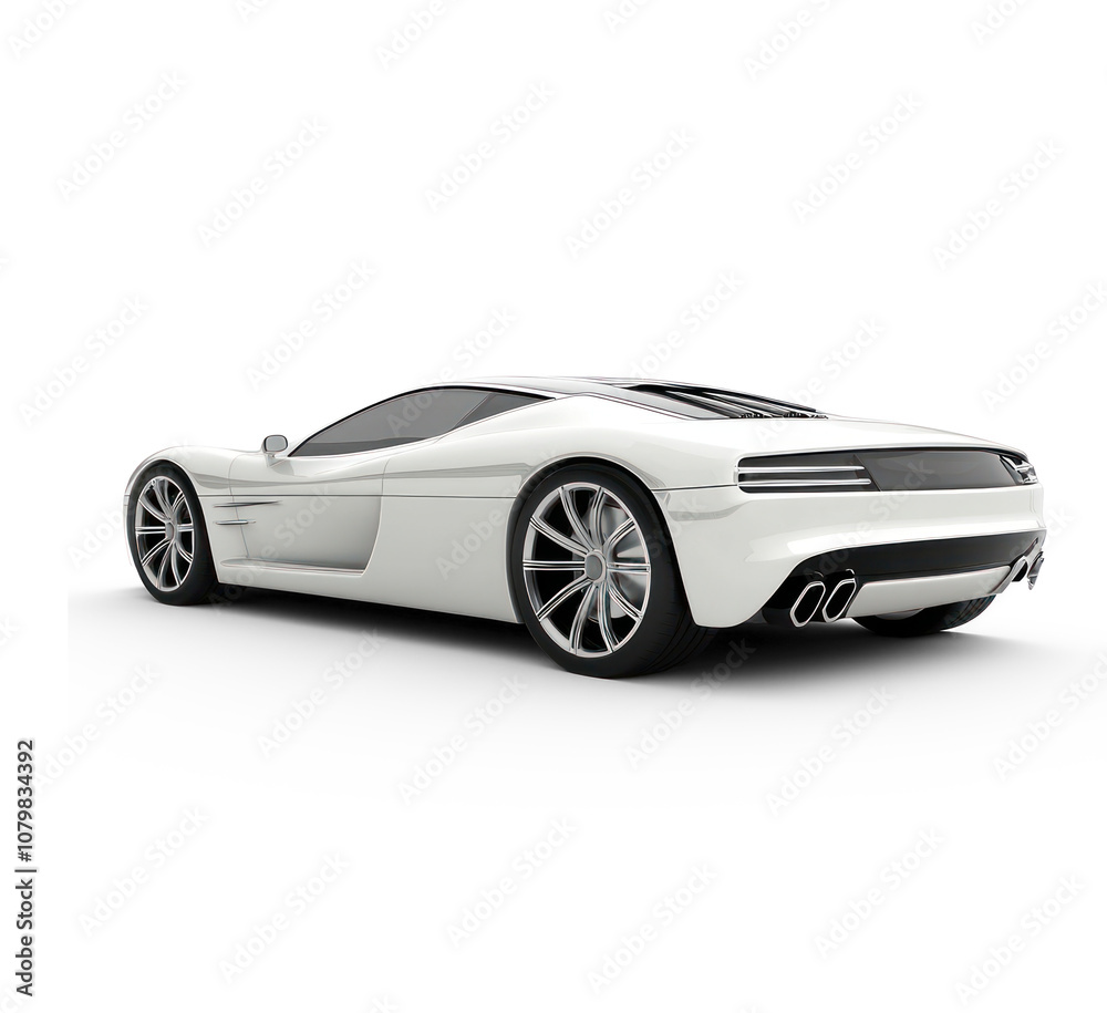 A 3D model of a car in sleek design on white. isolated on transparent background A 3D model of a car in sleek design on white. isolated on transparent background